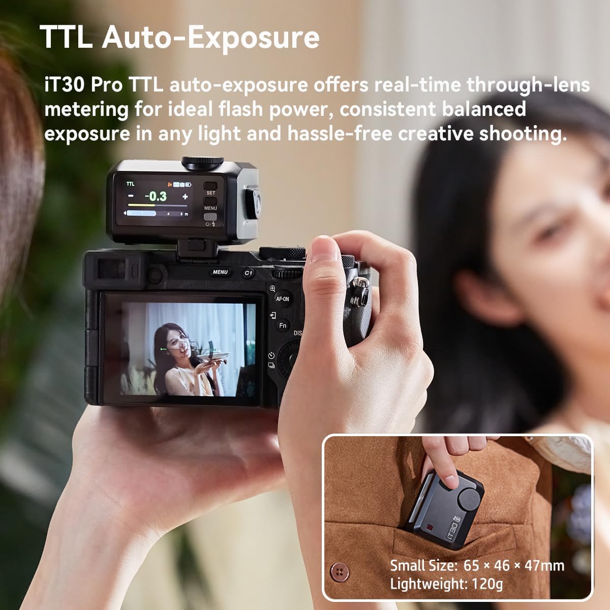 Godox iT30Pro S Mini Camera TTL Flash for Sony, Wireless Master/Receiver image 2