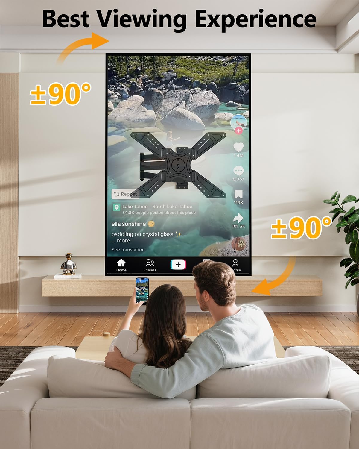 FORGING MOUNT Full Motion Corner TV Wall Mount for 32-75 Inch TVs Holds 110 lbs,33" Long Extension Arm with Landscape to Portrait Rotation, Swivel & Tilt,Vertical Rotating TV Mount,Max VESA 600x400mm 4