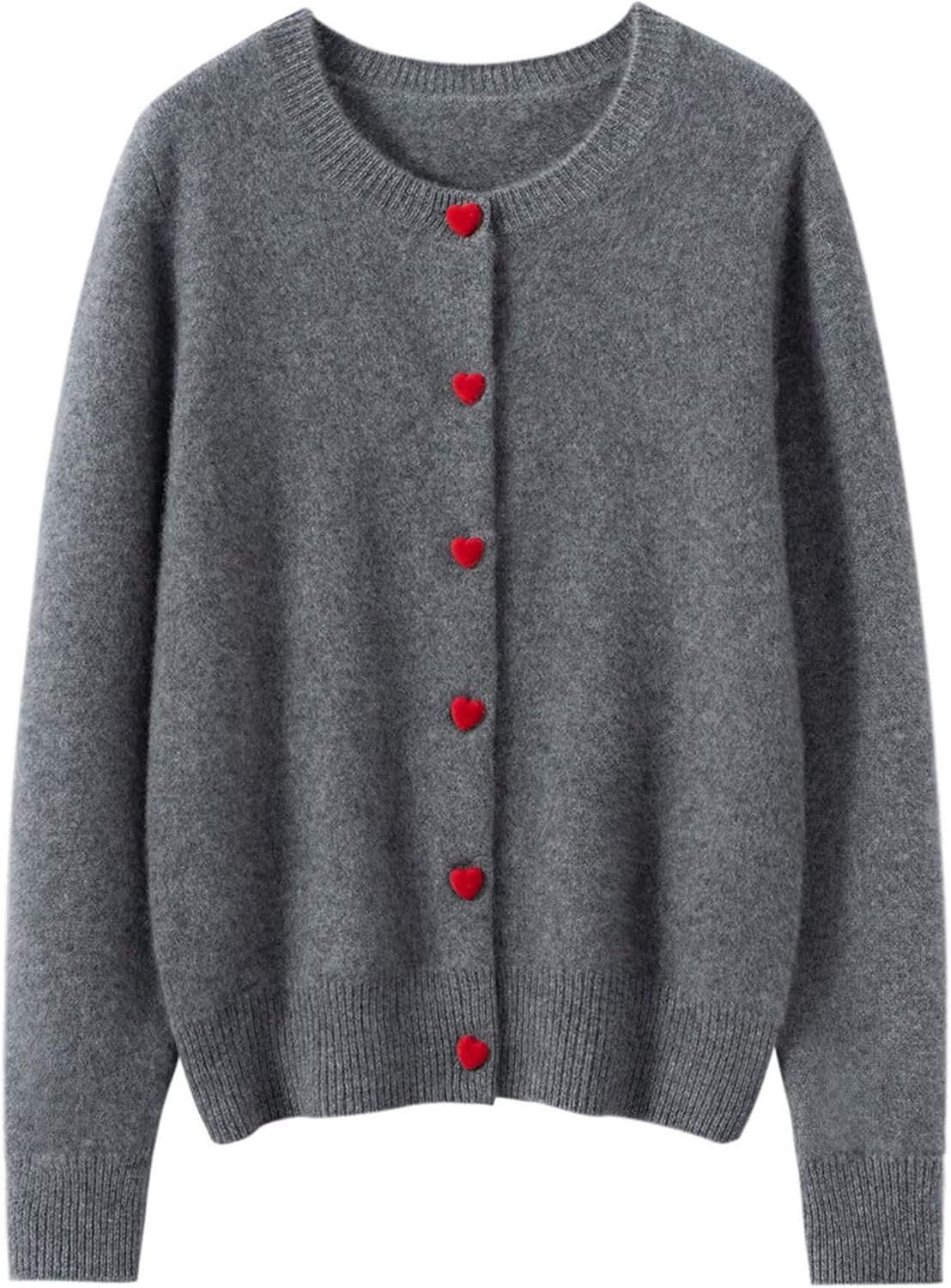 HNVAVQ 100% Pure Cashmere Cardigan Sweater for Women - Luxury Crewneck Long Sleeve Button Front Coat Pullover image 5