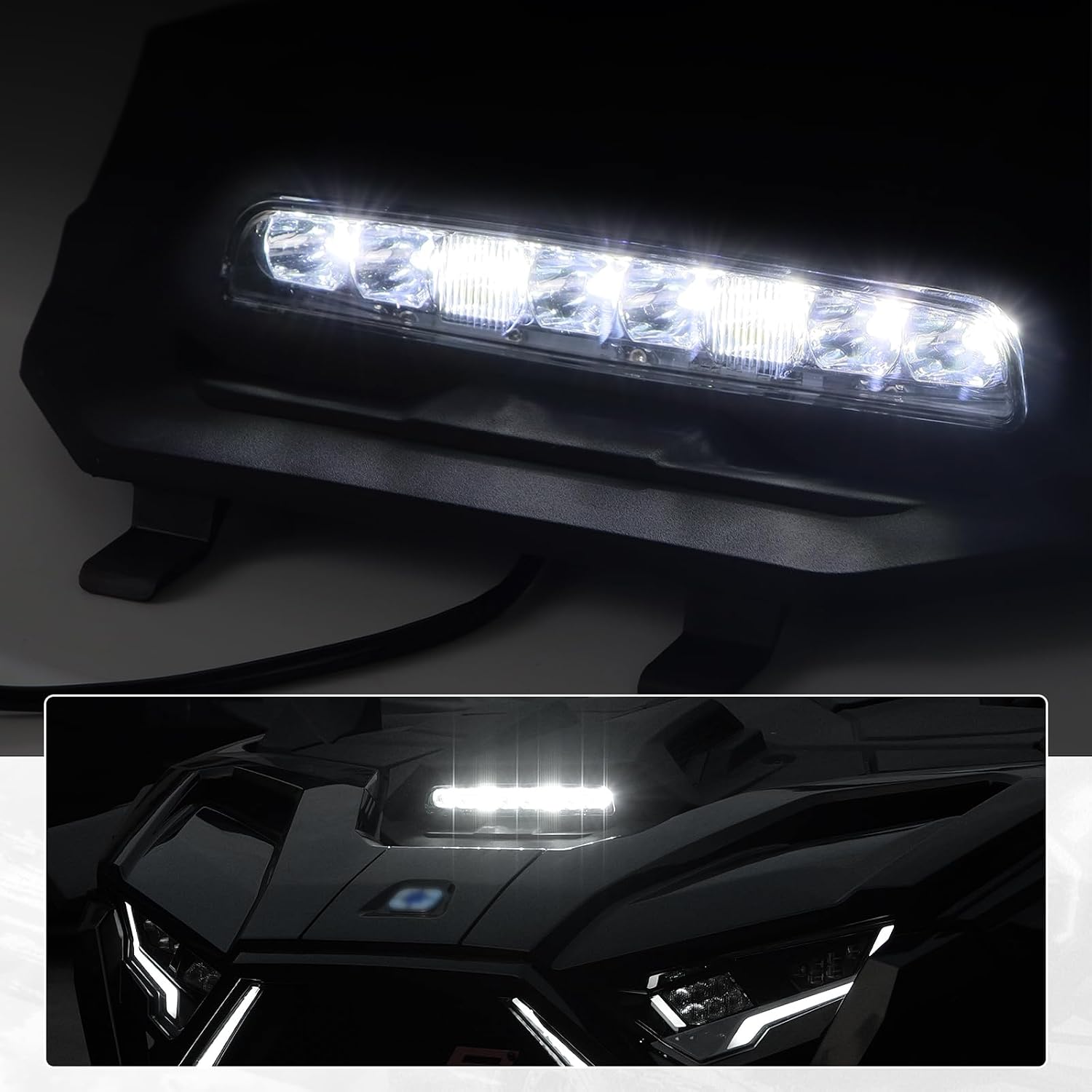 Hood Scoop with LED Spotlight for Polaris RZR PRO XP/PRO R/S 2025 2026+ Accessories, Durable Sport Front Hood Scoop with LED Auxiliary Light Accent Lamp Kit