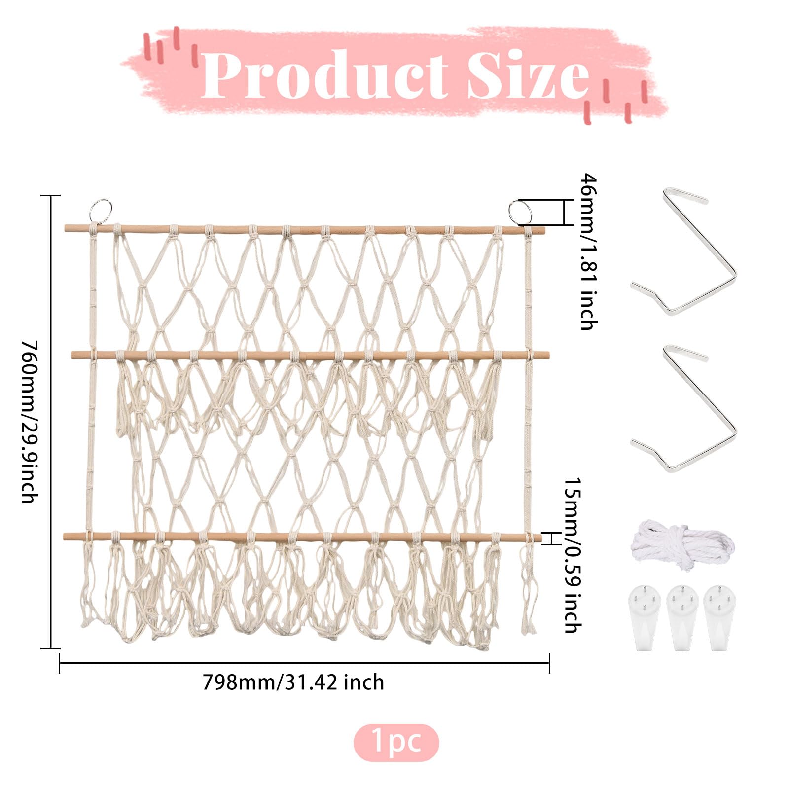 FREEBLOSS Hamaca para peluches, red colgante de pared, 2 capas, macramé, hecha a mano, hamaca de esquina para juguetes de peluche, organizador colgante, soporte para sala de juegos, dormitorio (30 x