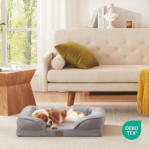 Miniatura 7 de Bedfolks Cama ortopédica para perros, sofá cama impermeable para perros medianos, sofá cama de espuma de huevo para mascotas con funda extraíble