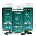 Iwi Omega-3, 90 Softgels (90 Servings), Vegan Plant-Based Algae Omega 3 with EPA + DHA, Whole-Body Support Dietary Supplement, Krill & Fish Oil Alternative, No Fishy Aftertaste