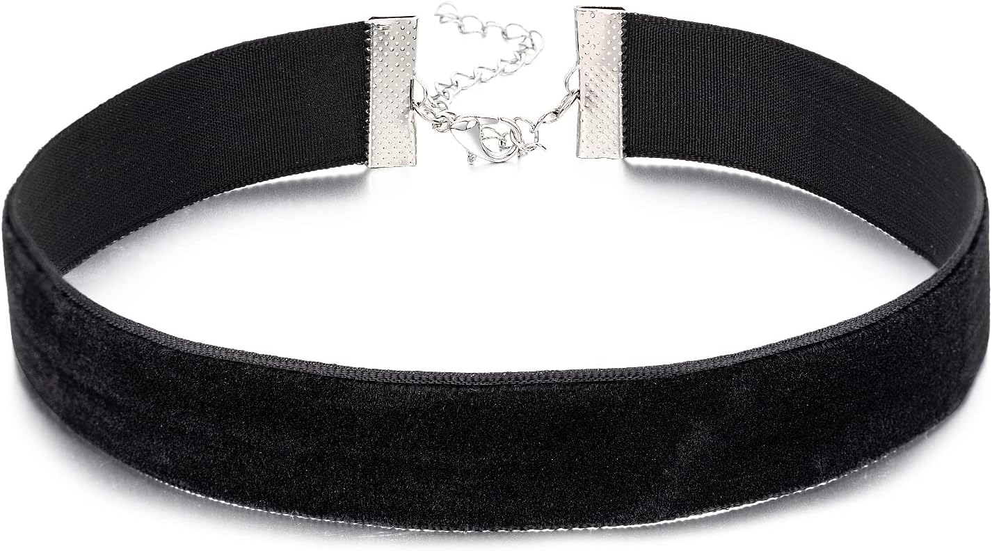 AnotherKiss Black Velvet Ribbon Choker Necklace for Women, Gothic Jewelry, Halloween Birthday Party Cosplay, Wide 3/4 inch (2cm)