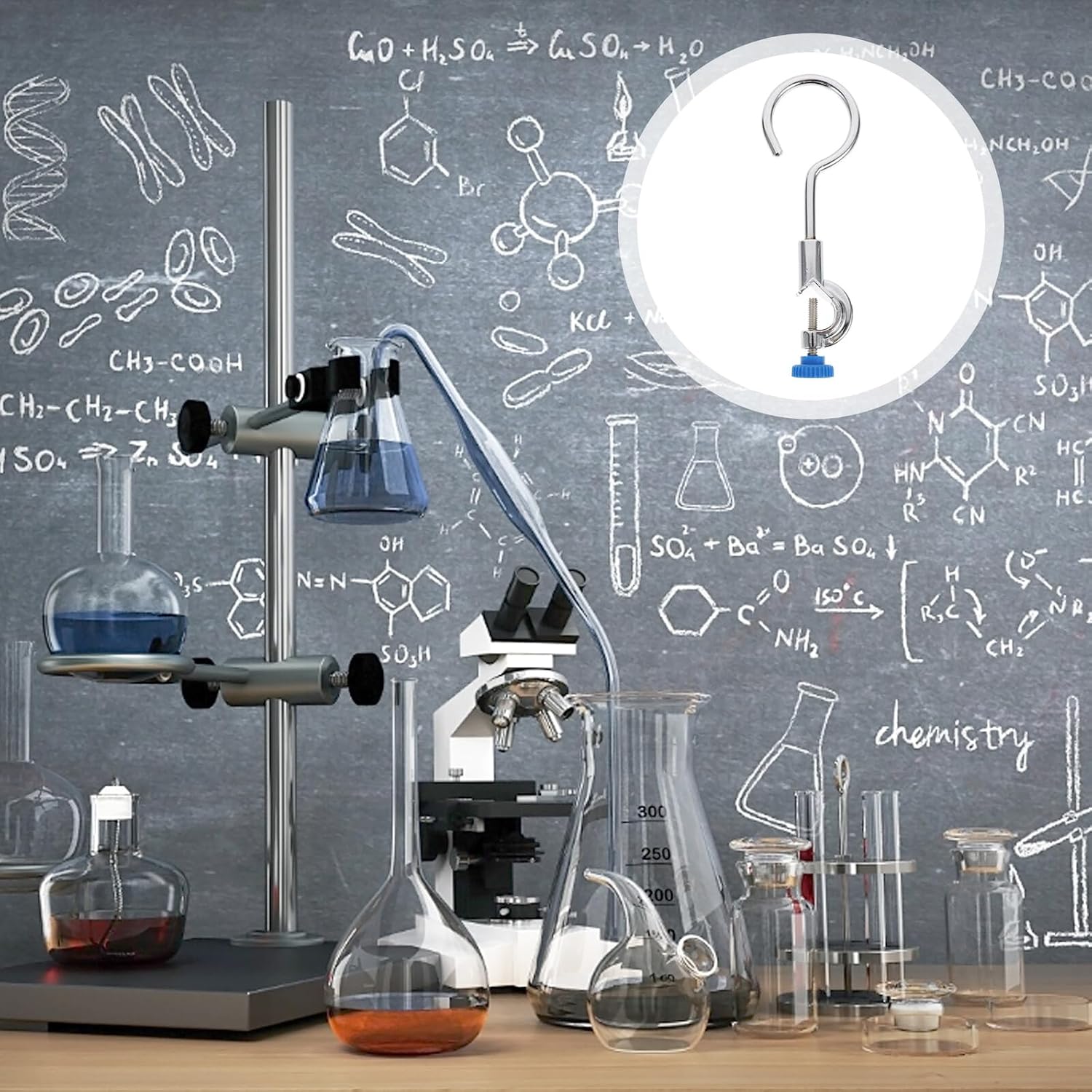 Ipetboom Sturdy Open Ring Clamp with Top Screw for Lab Retort Stand Metal Flask Support for Chemistry Experiments Separatory Funnel Rack Suitable for Laboratory School Research Use