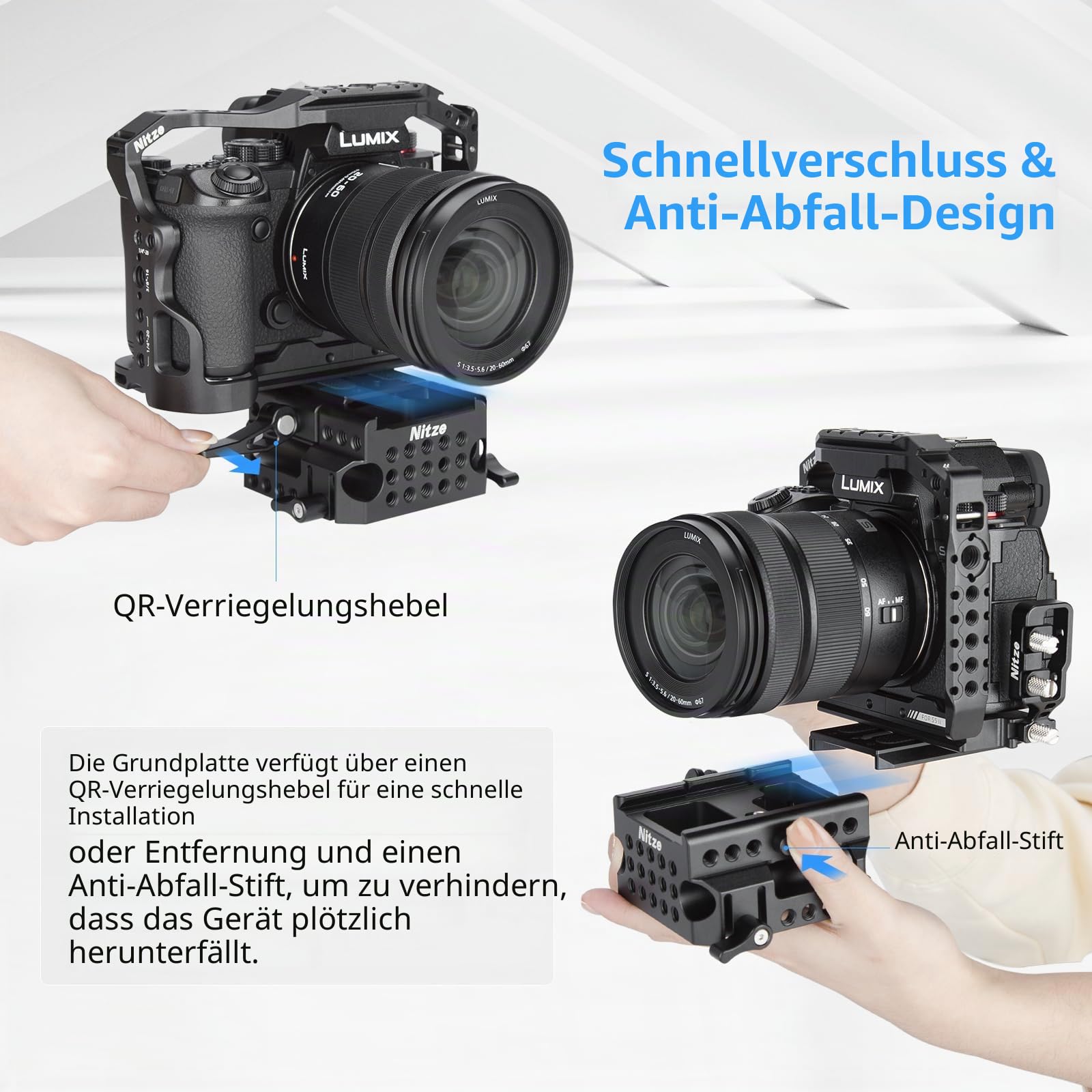 Nitze 15mm LWS Kamera Grundplatte, Universal Baseplate für Manfrotto Standard, Schnelle Montage und Demontage für Kameras und Käfige- PB13