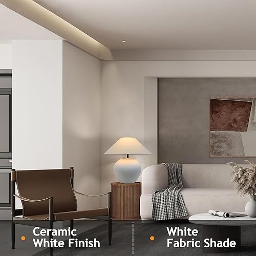 Miniatura 2 de Lámparas de mesa rústicas de granja, lámpara de mesa de cerámica negra de 21.6 pulgadas de alto, cuerpo de lámpara de cerámica con textura simple