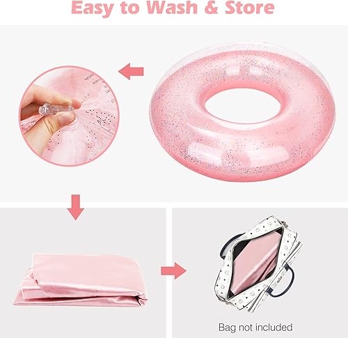 Miniatura 6 de MoKo Anillos de natación con purpurina, flotador inflable para piscina, tubo de natación de forma redonda, tubo de natación divertido para playa,