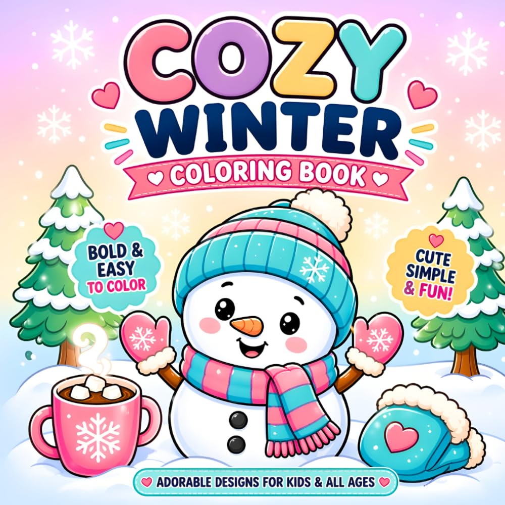 Cozy Winter Coloring Book: Winter Coloring Book for Adults with Bold and Easy Hygge Scenes, Cute Relaxing Pages for Stress Relief (Cozy Vibes Coloring Series)
