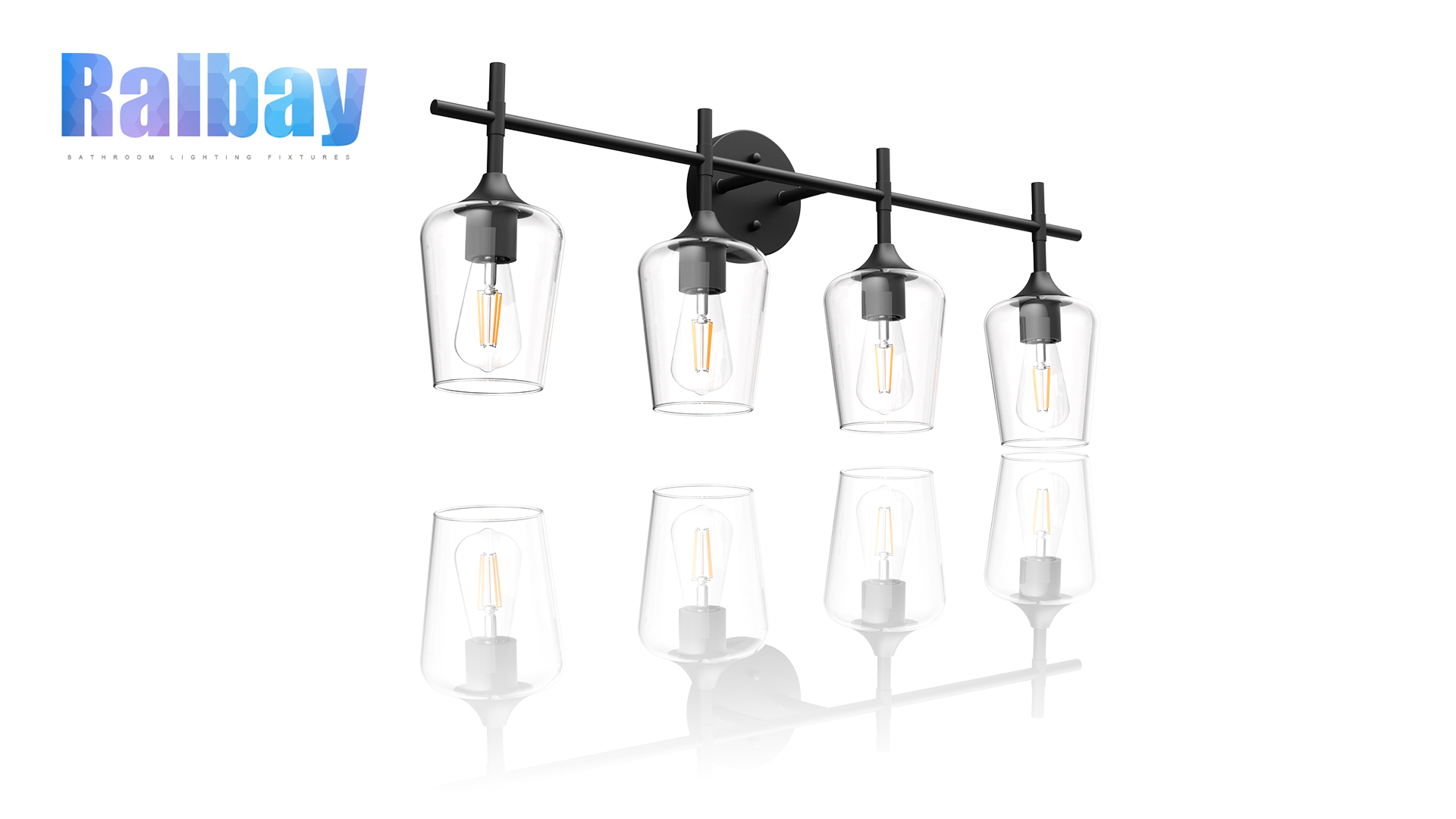 Ralbay Industrial Bathroom Vanity Light Fixtures 3Lights Matte Black