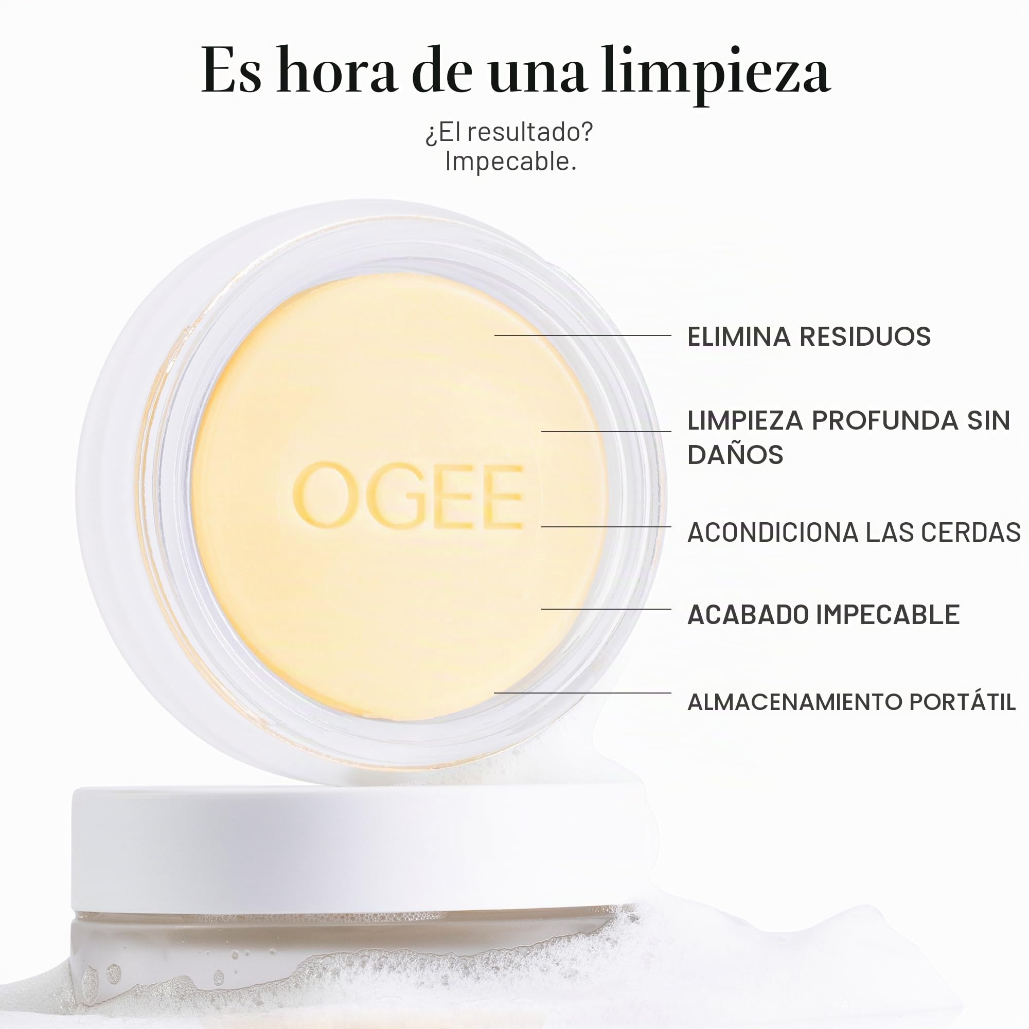 Ogee Limpiador de brochas de maquillaje, limpiador de brochas de maquillaje orgánico, sin ingredientes agresivos y fabricado en Estados Unidos
