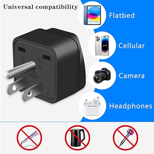 Miniatura 3 de Adaptador de enchufe de Reino Unido a EE. UU., adaptador de enchufe europeo a estadounidense, adaptador de enchufe de Australia a EE. UU., adecuado