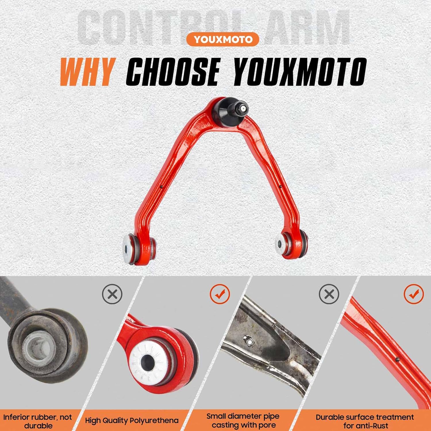 13PCS Front Upper Control Arms w/Polyurethane Bushing Suspension Kit Fit for Silverado 1500 1999-2006 4WD/AWD, Suburban 1500/Avalanche 1500 2000-2006, Sierra 1500 1999-2006, Escalade 2002-2006