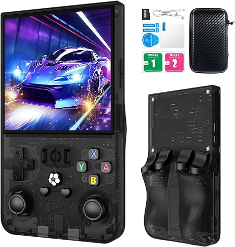 R36MAX - Consola de juegos de mano retro, consola de juegos retro con pantalla IPS HD de 4.0 pulgadas, consolas de videojuegos con memoria de 64 GB,