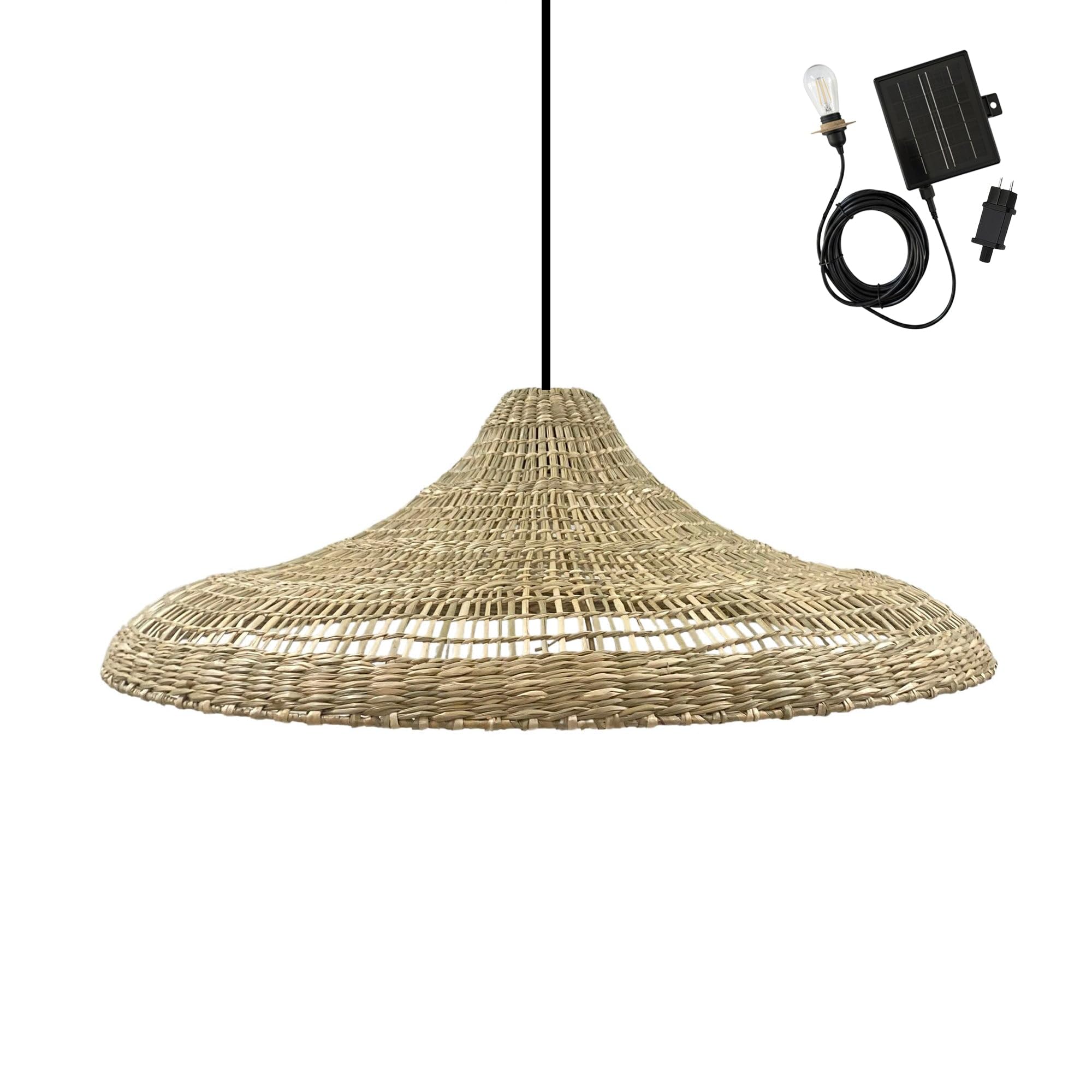 Suspension solaire FREYA LARGE SOLAR en herbe marine avec câble hybride secteur et solaire 5m