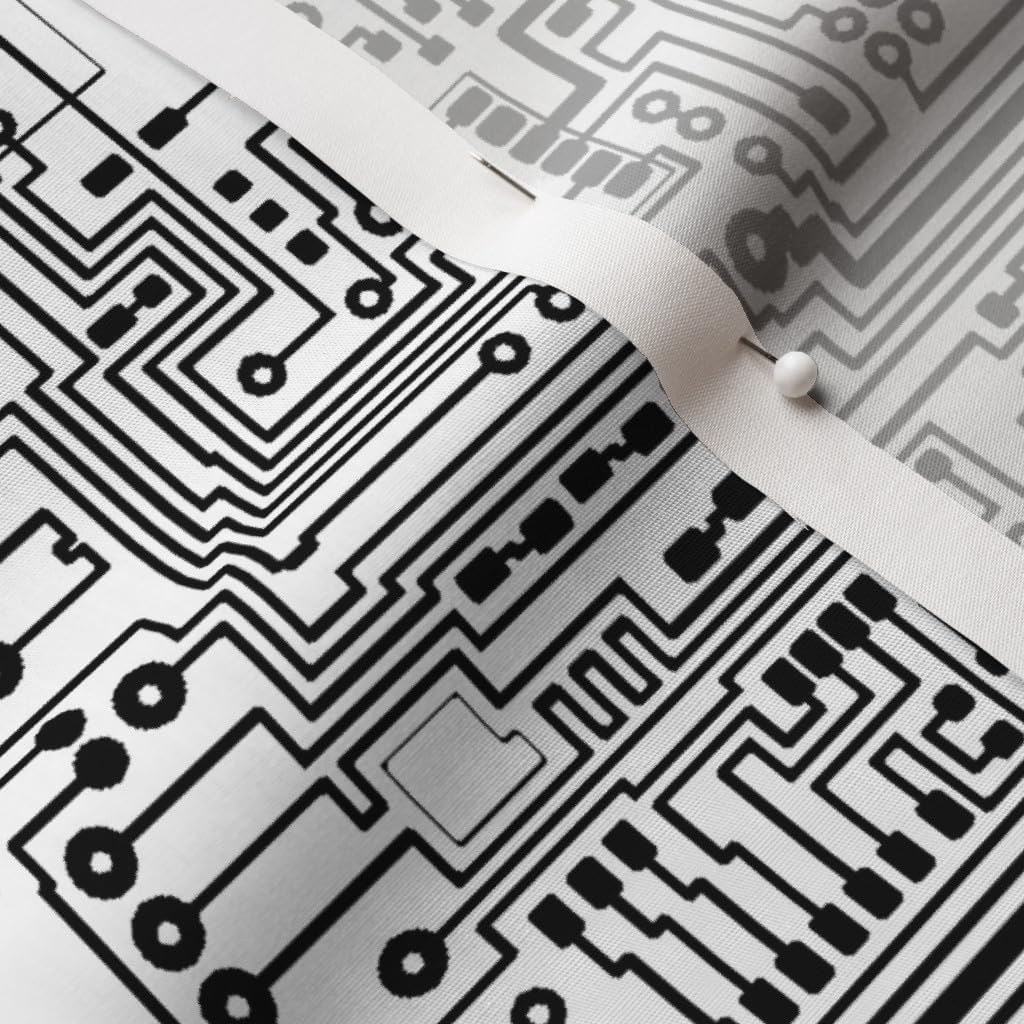 Spoonflower Fabric - Circuit Board Small Motherboard Computer Science Geek Tech Stem Printed on Cotton Poplin Fabric by The Yard - Sewing Shirting Quilting Dresses Apparel Crafts