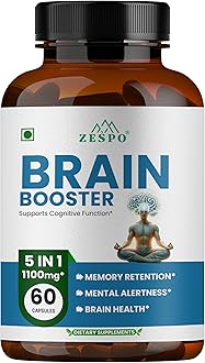 ZESPO Brain Booster 1100mg - Advanced Nootropic Supplement for Memory, Focus & Clarity - GABA, Lion's Mane, Bacopa - Supports Cognitive Function & Mental Alertness