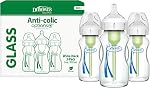 Dr. Brown's Natural Flow Anti-Colic Options+ Wide-Neck Glass Baby Bottles 9 oz/270 mL, with Level 1 Slow Flow Nipple, 3 Pack, 0m+