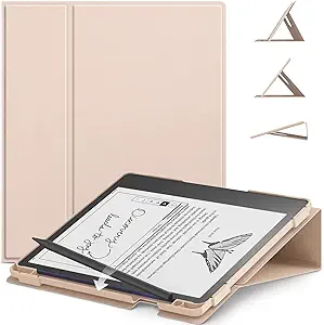 E NET-CASE Case for Kindle Scribe 10.2 inch 2022 Released, Multi-Viewing Adjustable 360 Degree Rotating Stand Cover for Kindle Scribe 10.2”, Auto Sleep/Wake with Pen Holder, (Rose Gold)