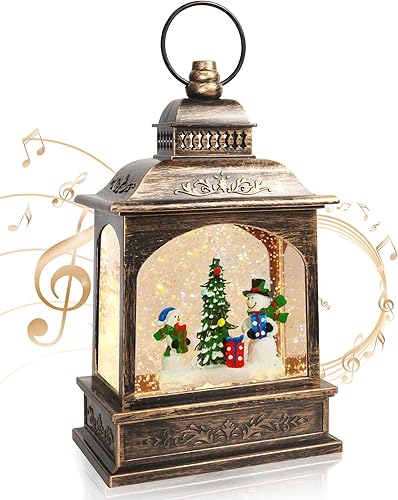 Miniatura 7 de Globo de nieve de muñeco de nieve de Navidad, linterna musical de muñeco de nieve con temporizador de 6 horas forrado por USB, funciona