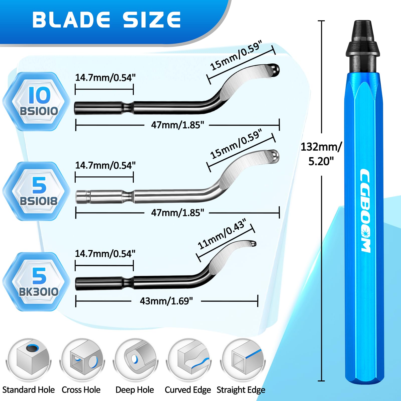 Narzędzie do usuwania zadziorów, Burr Remover z 20 ostrzami w 3 modelach, obrotowe ostrza do depilacji 360°, praktycznenarzędzie do aluminium, druku 3D, miedzi i stali metalu, plastiku