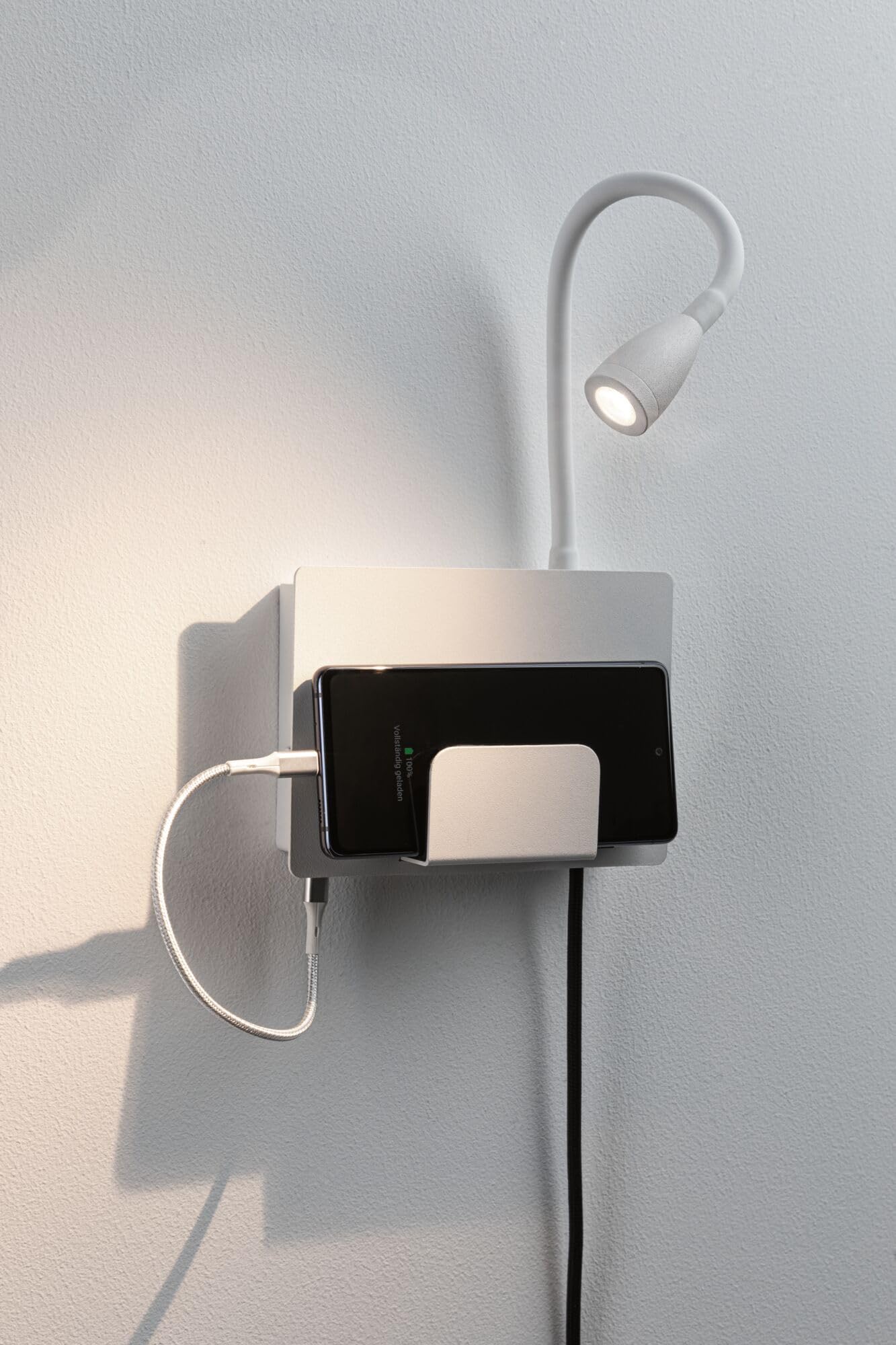 Paulmann 71100 LED oprawa naścienna Halina USB C 2700K 200lm 230V 2,4W biały matowy, lampa naścienna do czytania