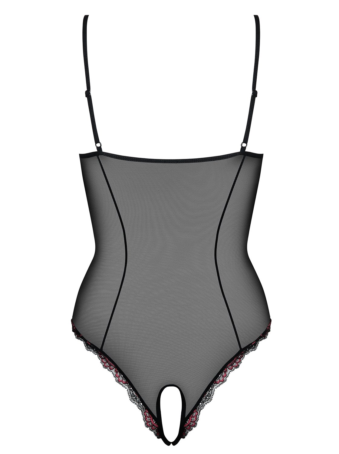 Obsessive zarter figurbetonender Ouvert-Body mit schicker Spitze und Satin-Schnürung in toller Geschenkbox