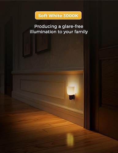 Miniatura 2 de LOHAS - Luces LED nocturnas enchufables a la pared, paquete de 2 luz nocturna regulable, brillo ajustable de 0-100 lúmenes, sensor de atardecer a