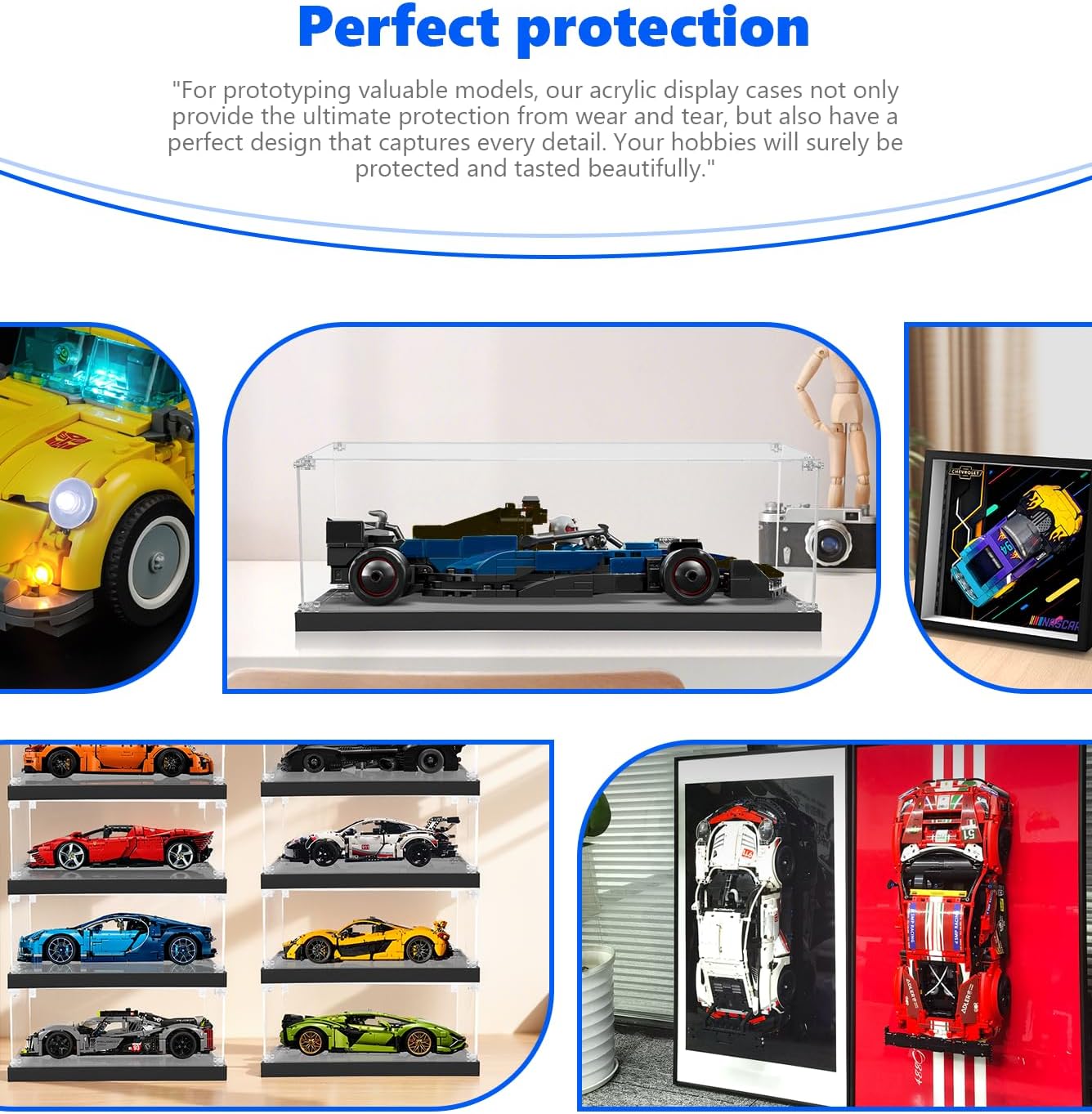 Acrylic Display Case Compatible with Lego Speed Champions F1 Team Race Car Toy, Dust-Proof Display Box Compatible with Lego 77242-77251,Size:8.66×4.33×3.15 in(NOT Included The Model)