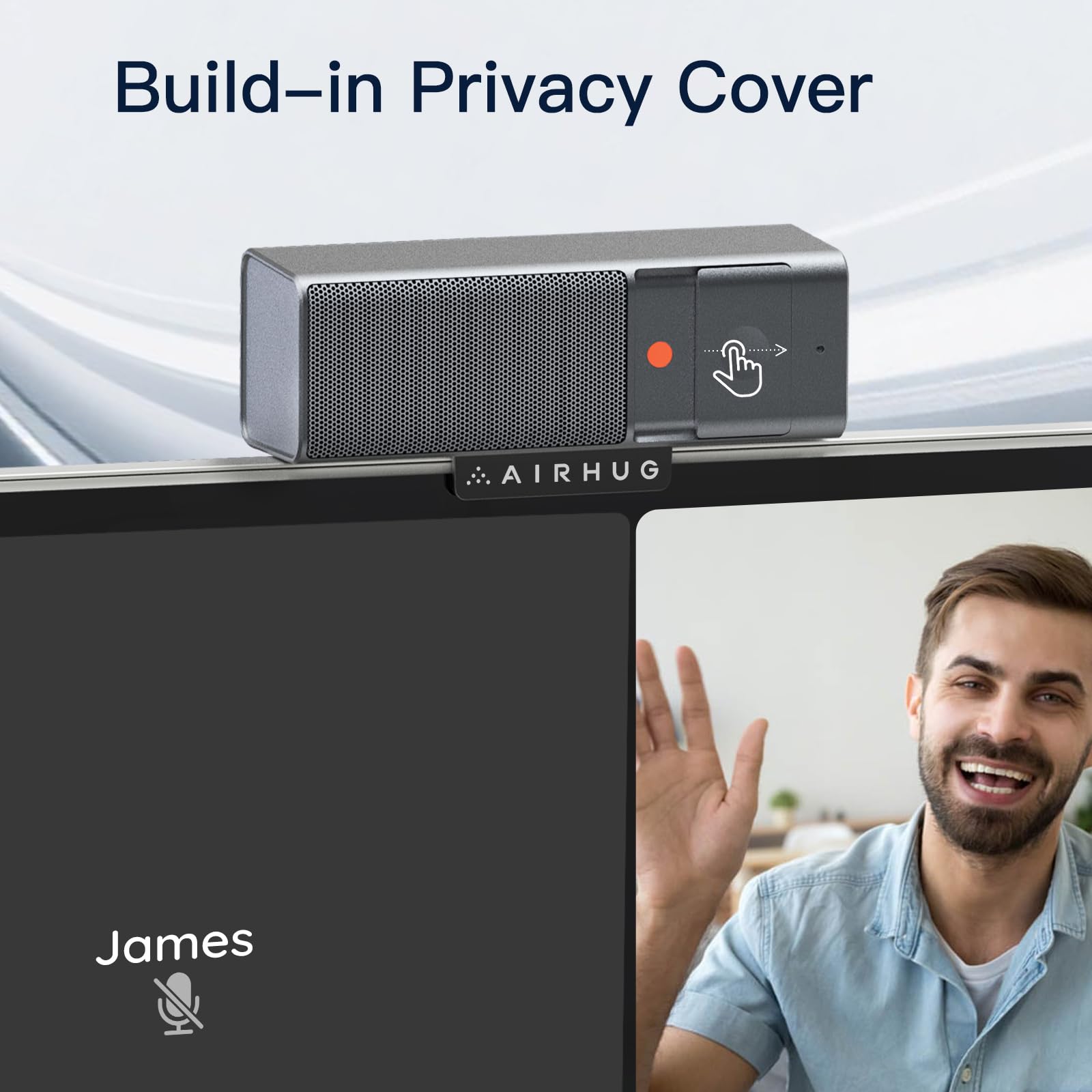 AIRHUG 3 in 1 1080P Webcam with Microfono & Speaker | USB Camera, Built-in Privacy Cover, Video Conferencing/Online Class/Gaming Live