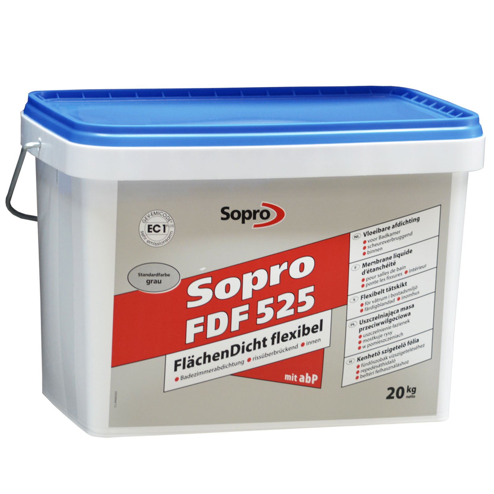 SoPro Flächendicht FDF, Flüssigfolie, 20 kg Eimer, Grau, Abdichtungsmittel, Dichtmasse