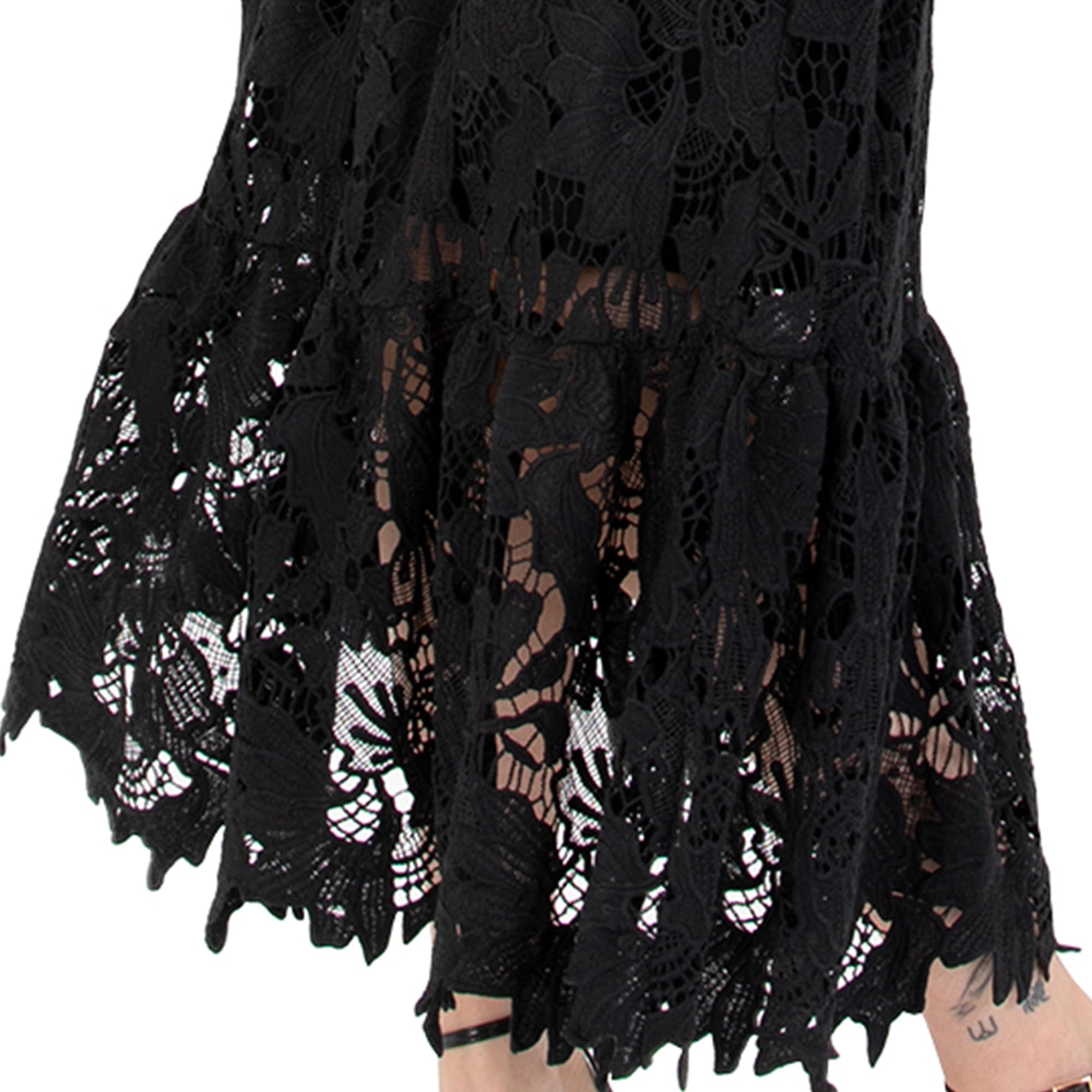 Maya Deluxe Women's Midaxi Dress V Neckline Puff Sleeve Lace A-Line For Wedding Guest Bridesmaid Cocktail Prom Evening Occasion Vestido Mujer