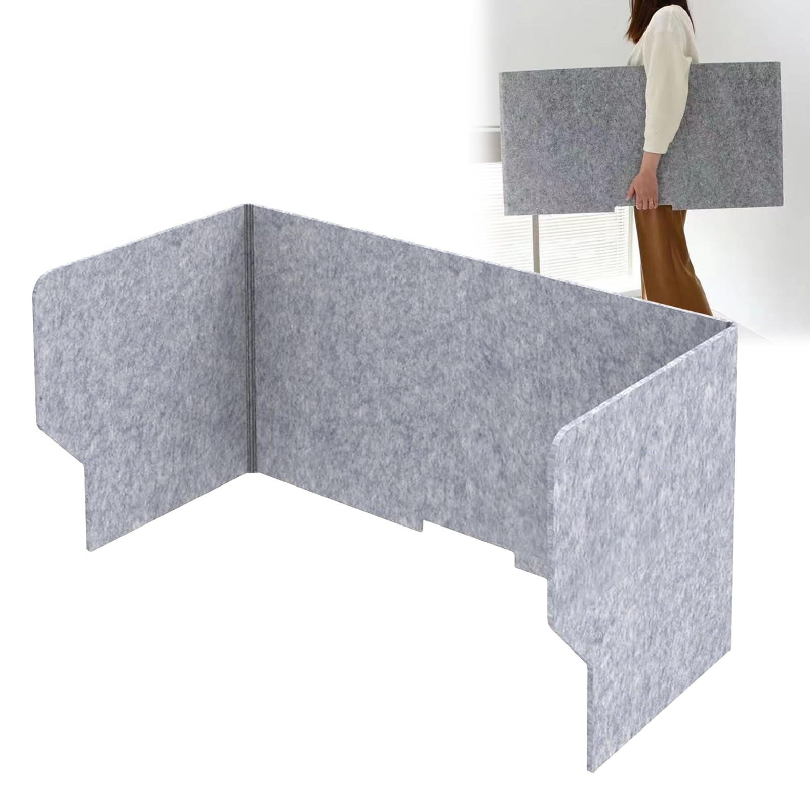 GJZQDKX Acoustic Desk Divider Panel Set - 60cm Soundproof Office & Home Noise-Reducing Cubicle Partition Visual Distraction Shield Grey Color