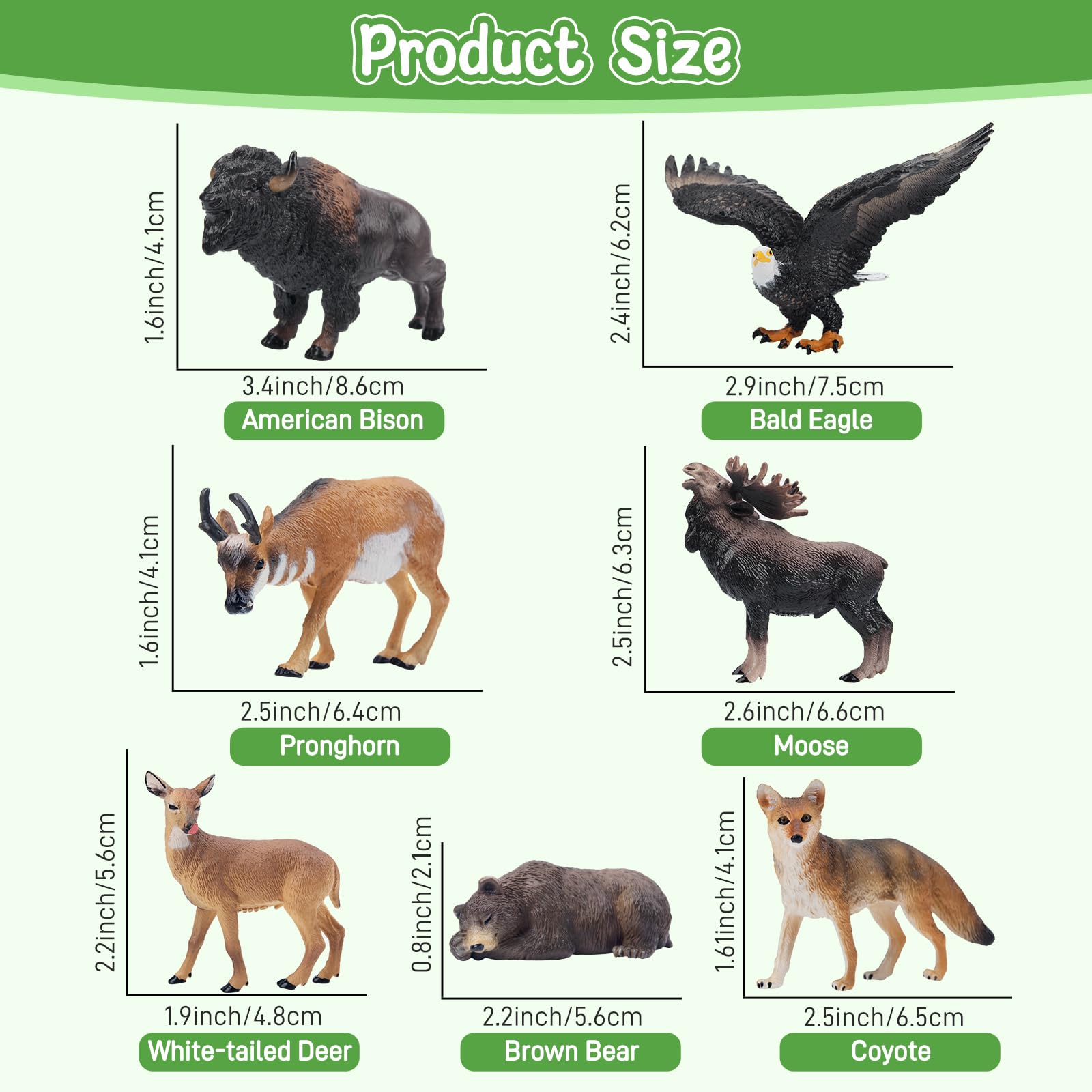 TOYMANY 14 sztuk mini figurek zwierząt leśnych z Ameryki Północnej, realistyczne figurki z dżungli, zabawki edukacyjne, jajka wielkanocne, toppery, Boże Narodzenie, urodziny, prezent na imprezę, dla