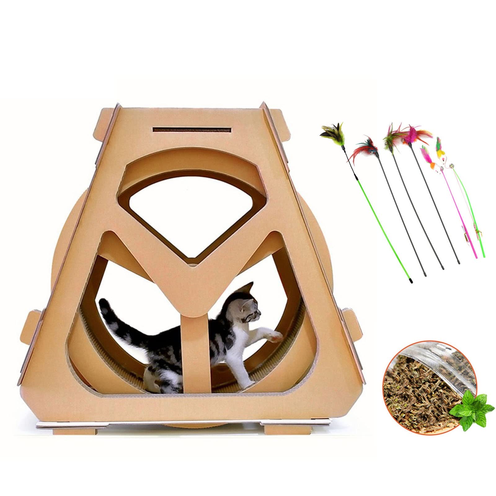 キャットホイール 猫 ランニングマシン 環境段ボール製 耐摩耗性 多機能 猫用クライミングフレーム 猫スクラッチボード 静音 猫用クライミングホイール ペット用 Amazon | キャットホイール 猫 ランニングマシン 環境段ボール製 耐