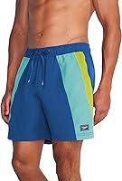 Speedo Men's Mid Length Redondo Stripe Swim Trunks - UPF 50+ Block the Burn, 4-Way Stretch, Quick Dry, Mesh Liner