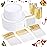 Supernal 350pcs Gold Plastic Dinnerware Set for 50 Guests,Fancy Disposable Plates for Party,Gold Plastic Silverware with White Handle,Disposable White Plates Wedding,Birthday