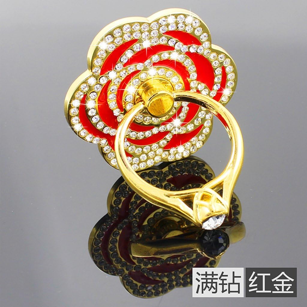 SHFT(TM) The Rose Design Fully Jewelled Diamante Bunker Ring Stand & Holder for iPhone 4 4S 5 5G Galaxy S2 S3 SIII S4 iPad iPod HTC Nokia All Cell Phones (Red Gold)