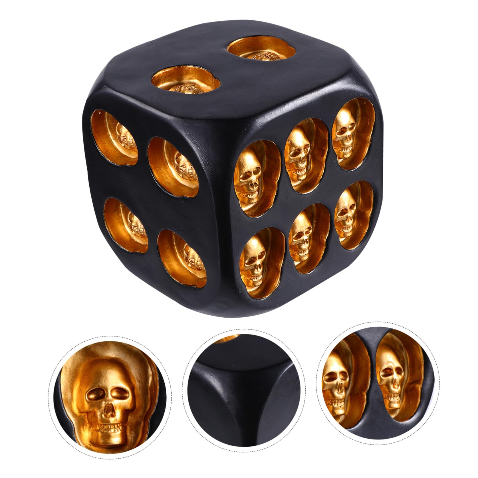 Toddmomy Jouet de Dés de Crâne 10, 5cm en Résine Noire, Ambiance Halloween | Décoration de Fête, Modèle Créatif pour Soirée et Carnaval, Objet Ornemental au Style Unique