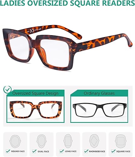 Miniatura 9 de Eyekepper Gafas de lectura elegantes para mujer - Lectores cuadrados de gran tamaño transparentes +2.75