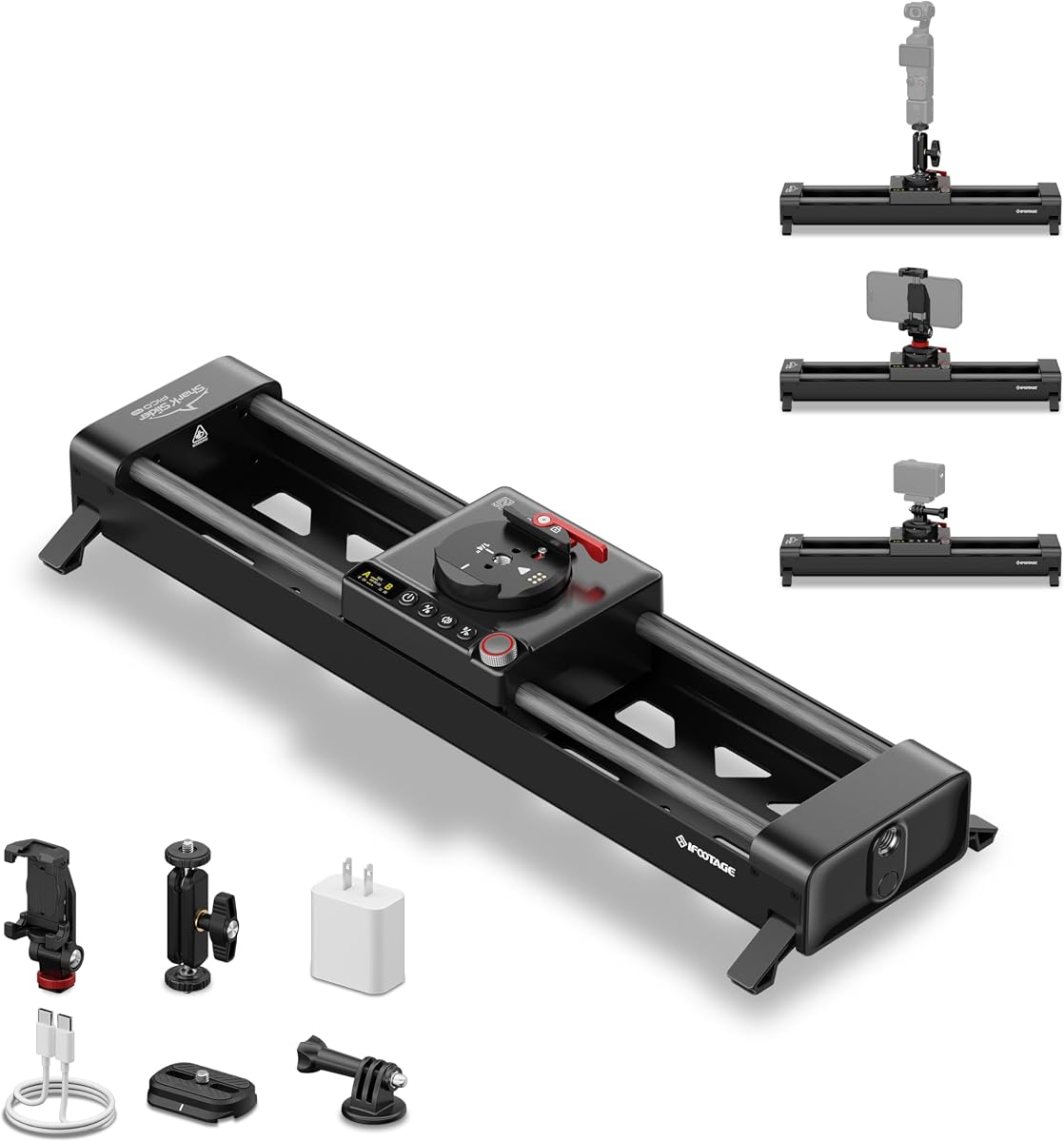 Pico Pro Estabilizador de cardán para teléfono deslizante motorizado de 15,7" | Estabilizador de cardán para teléfono portátil de 2 ejes para iPhone Android Insta360 Action Cams DJI Pocket 3/4, carga útil de 3,3 lb