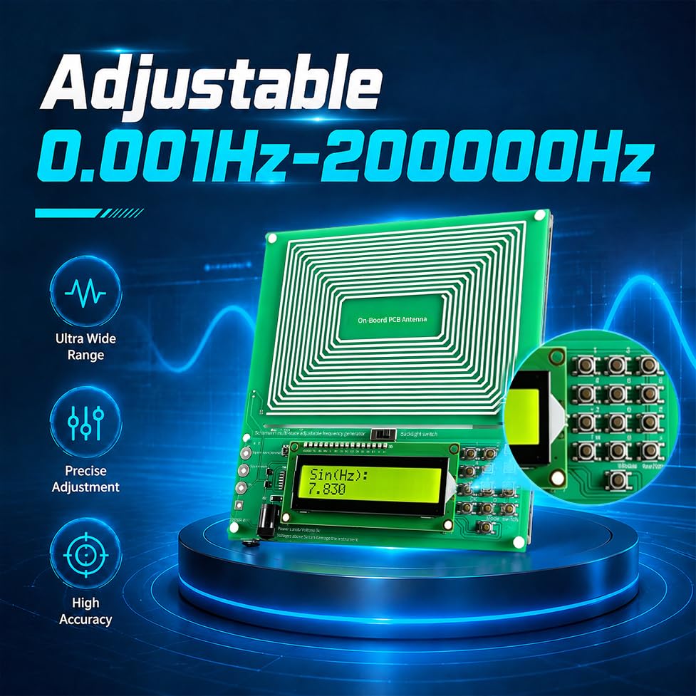 7,83 Hz Schumann Frequenz Generator, Einstellbare Frequenz 0,001 Hz bis 200 kHz, Frequenzgenerator Gerät mit LCD Display & USB, Tragbarer Resonanzgenerator für Schlafzimmer & Büro