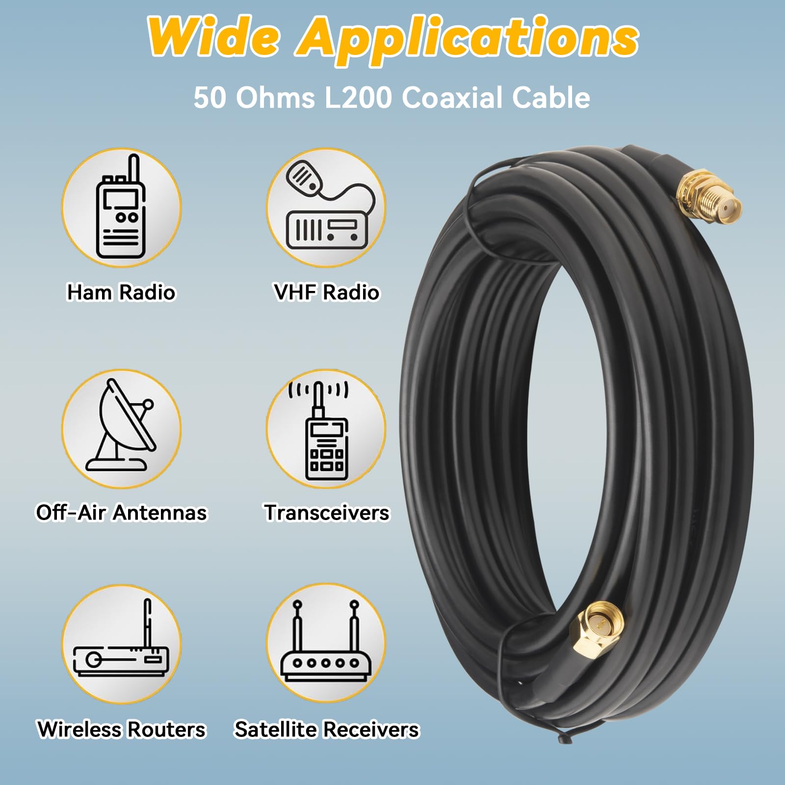 Cavo di prolunga SMA aggiornato da 5 m LMR200 equivalente SMA maschio a femmina, cavo di prolunga per antenna WiFi a bassa perdita per router 3G 4G 5G LTE Antenna WiFi ADS-B GPS modem WLAN