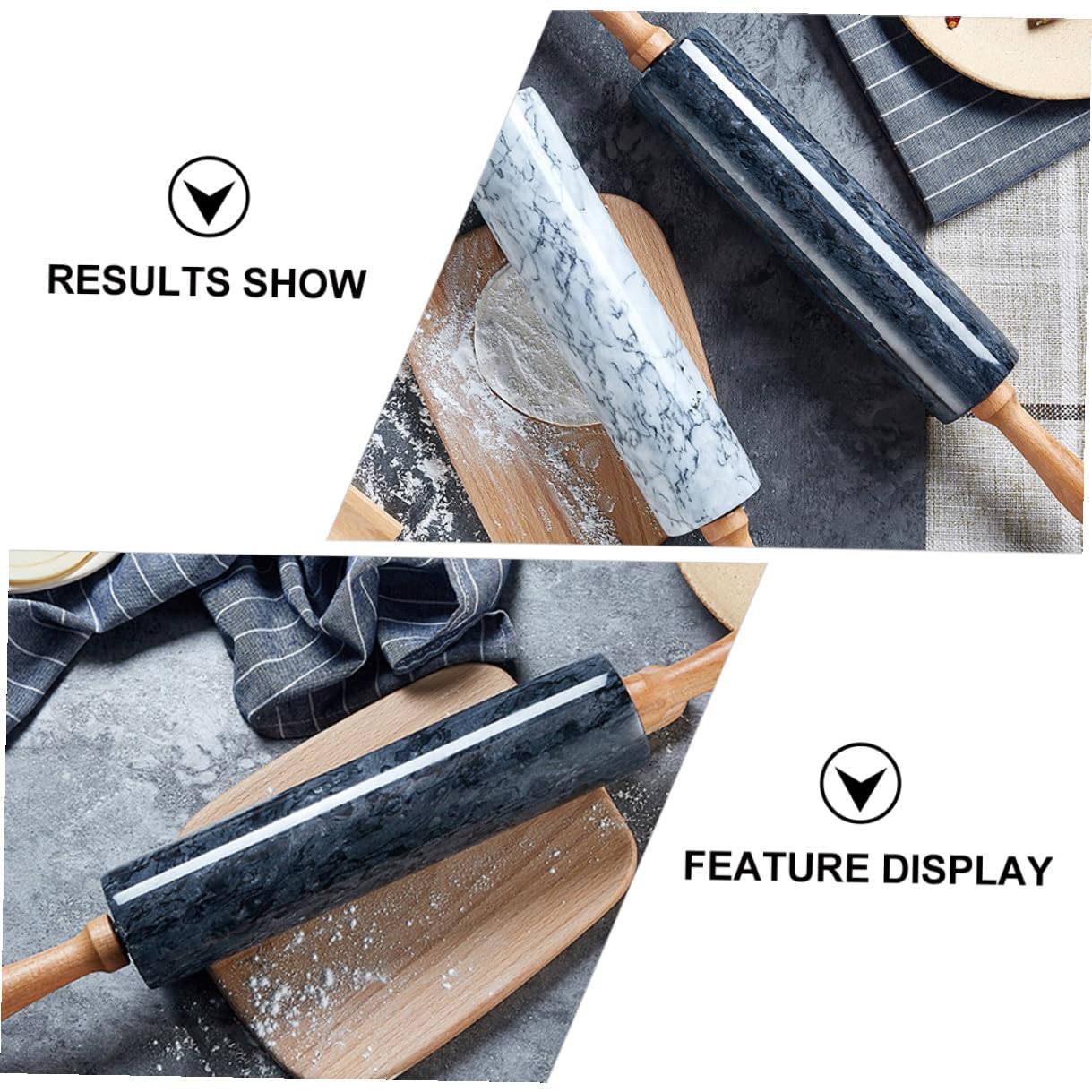 Uonlytech Nudelholz aus Marmor mit Holzgriff Praktisch für Teig und Brot 2 Materialien Leicht zu Reinigen für Küche und Backen