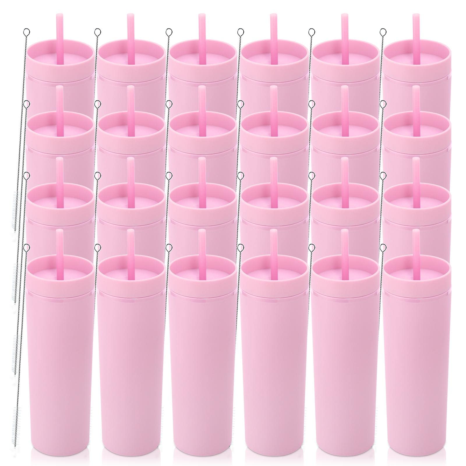 Volhoply 20oz Plastic Skinny Tumblers Bulk 4 Pack, Dubbelwandige