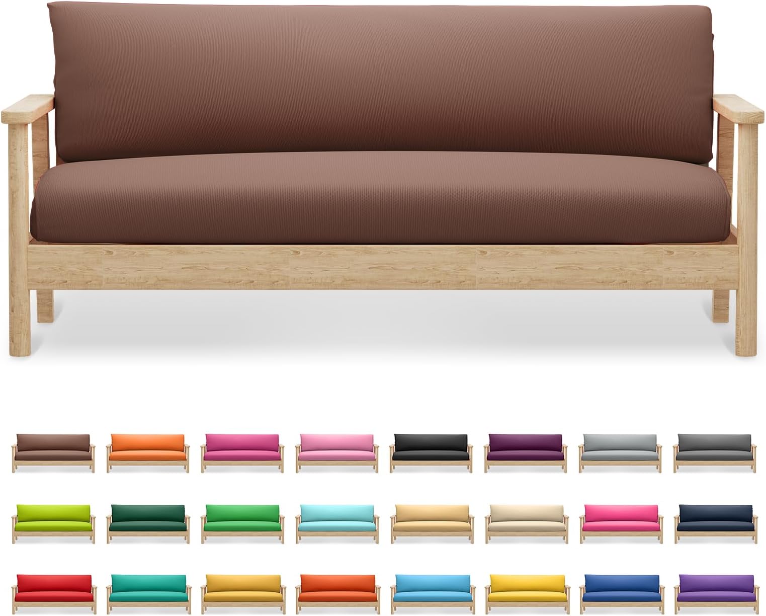 Magshion Polyeste Futon Cover Mattress Cover Stretch Foldable Sofa Bed Covers Washable Futon Slipcover Full Size 54"x75"x6" Coffee