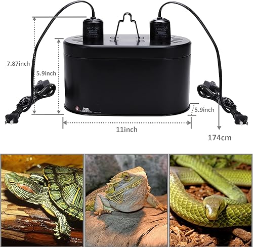 Miniatura 8 de Aiicioo Lámpara de reptil  Cúpula de luz profunda 5.5 pulgadas UVB lámpara de calor reptil lámpara de reptil Max 100W tortuga leopardo Gecko