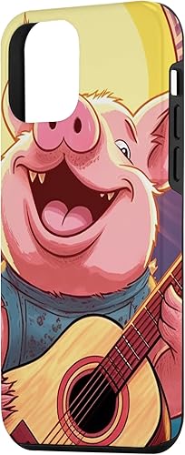 Miniatura 2 de iPhone 12 mini funny pink baby pig with a guitar Case