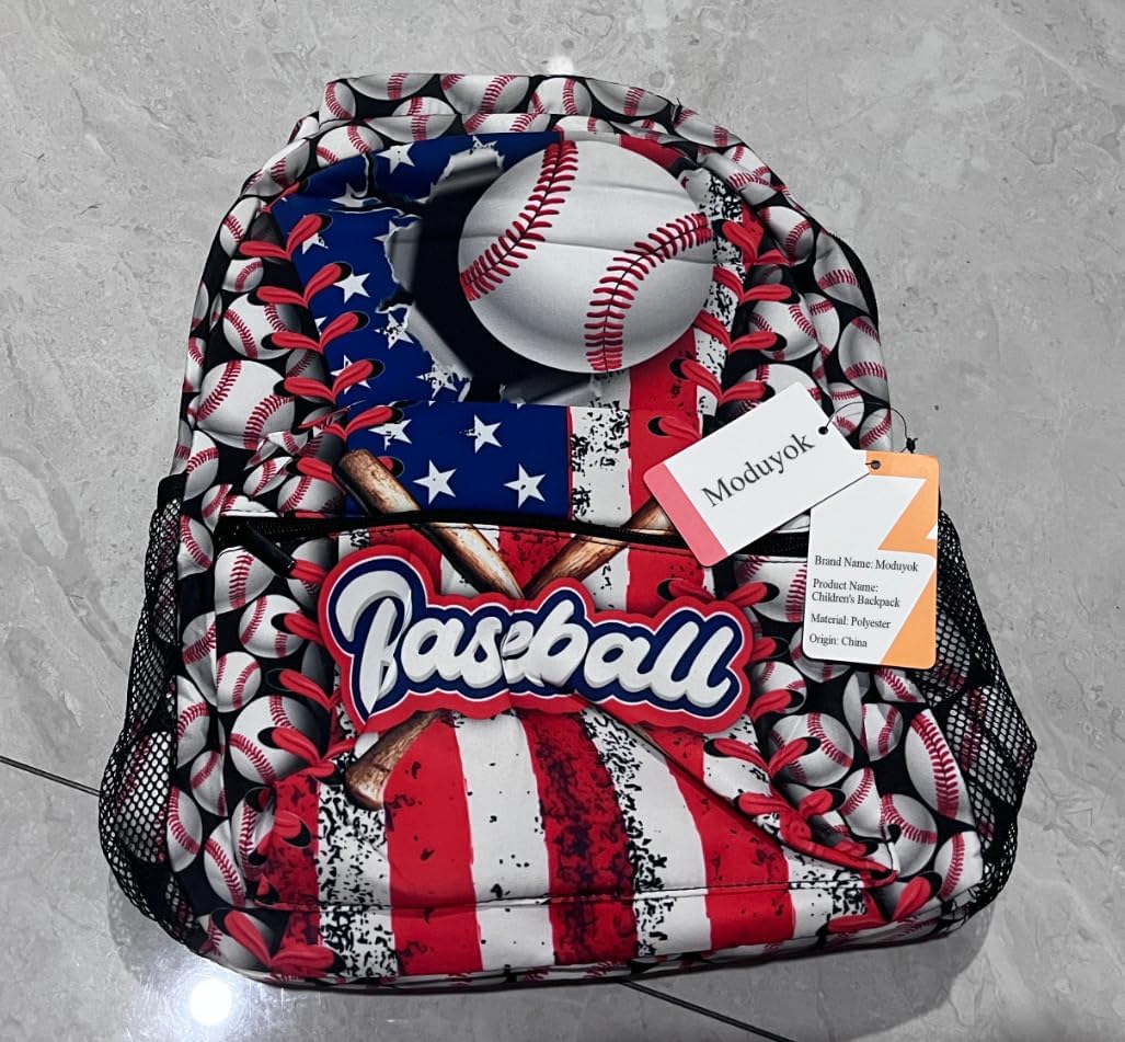 Baseball School Backpacks for Boys 8-12 American Baseball Boys Backpack for Kids Children Teens Elementary Middle School Students Bookbag Lightweight Travel Daypack Back Pack - Image 7