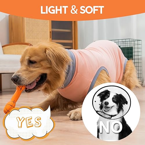 Miniatura 7 de Avont Traje de recuperación de cirugía para perros, mameluco para cachorros hembramacho, camiseta quirúrgica transpirable alternativa de cuello